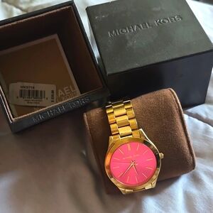 Michael Kors Watch, pink and gold